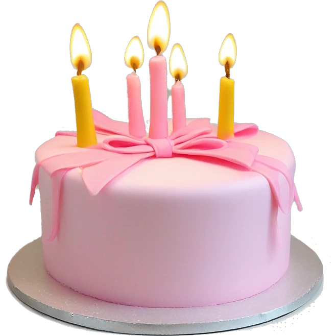 Coquette bow light pink birthday cake with candles emoji