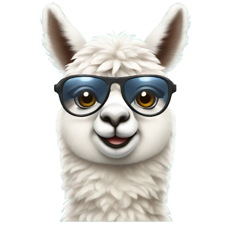 Cute Alpaca with Aviator Glasses emoji
