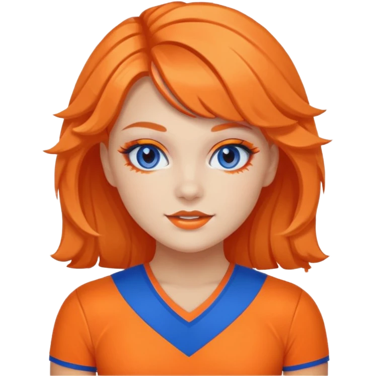 cheerleader  within a circle of shades of orange and blue emoji