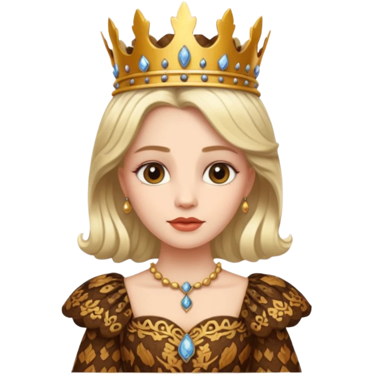 Queen wearing a bark-patterned dress emoji