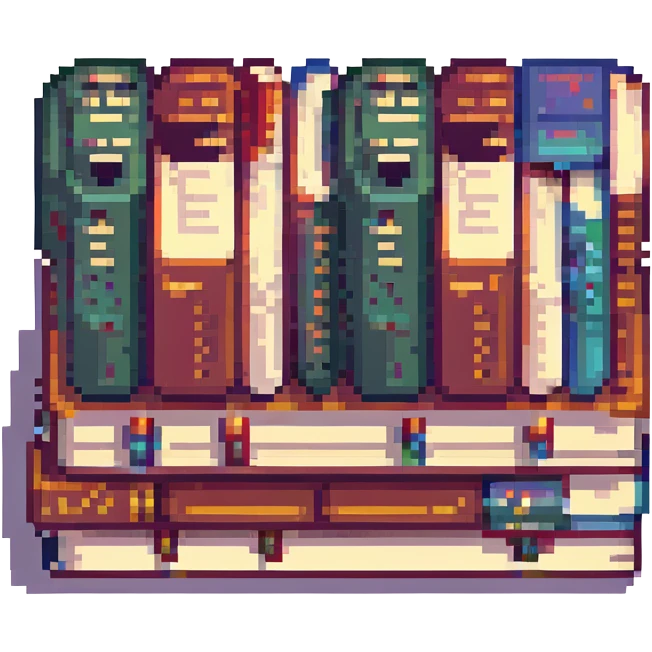 a pile of textbooks, pixel art style emoji