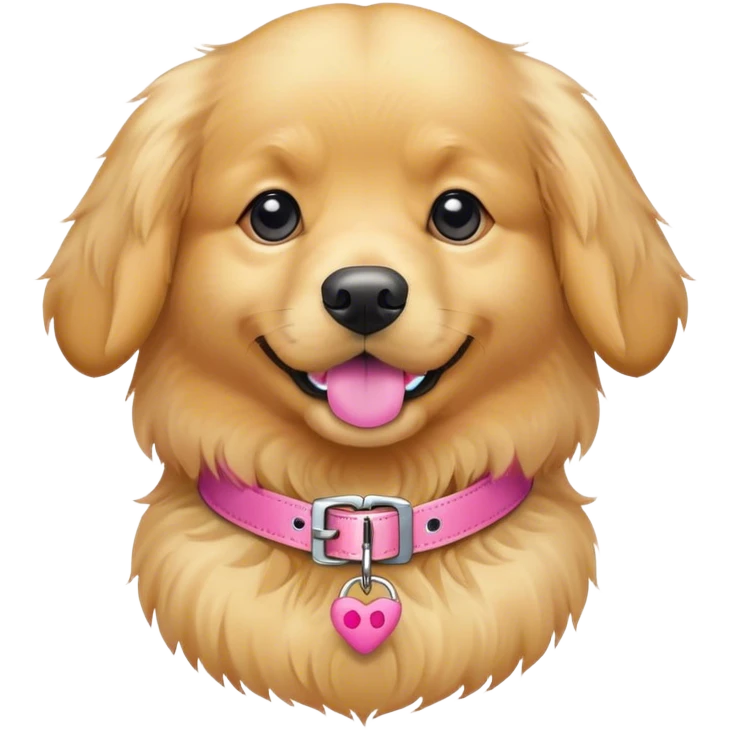 golden retriever wearing pink dog collar emoji