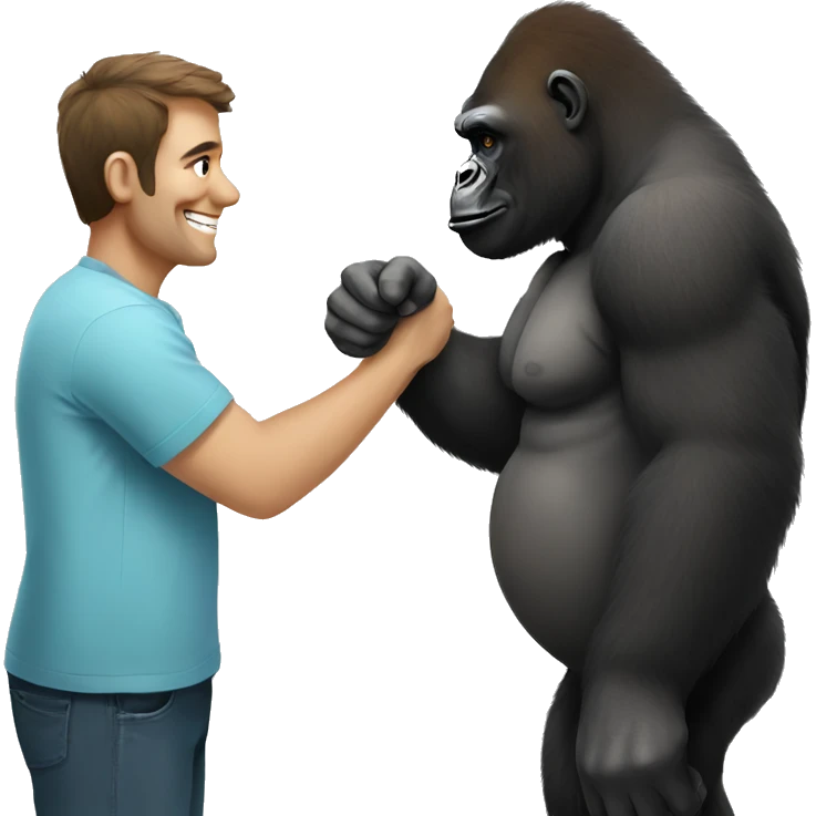 Gorilla handshakes man emoji
