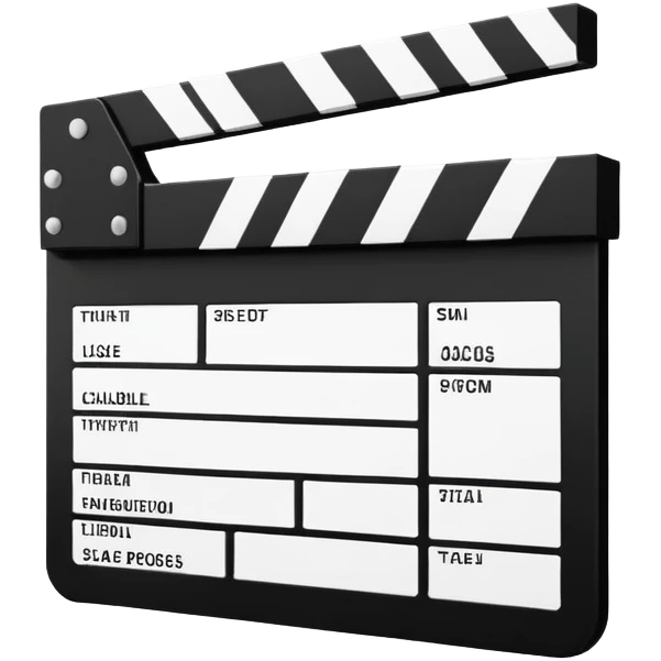 minimalist black and white film clapperboard, geometric shapes only emoji