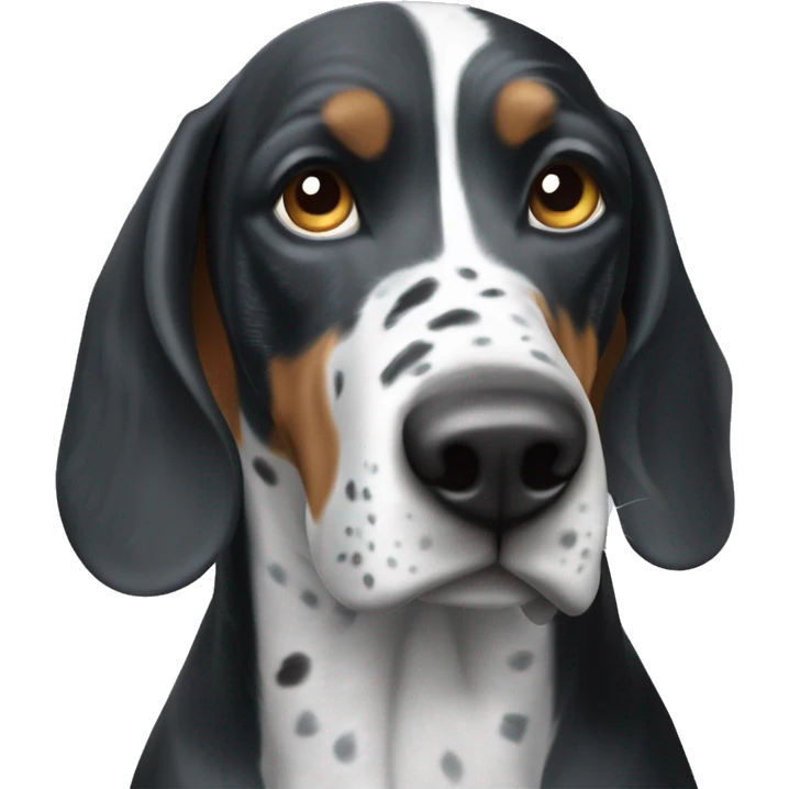 Blue-tick black and white only coonhound pointer mix emoji