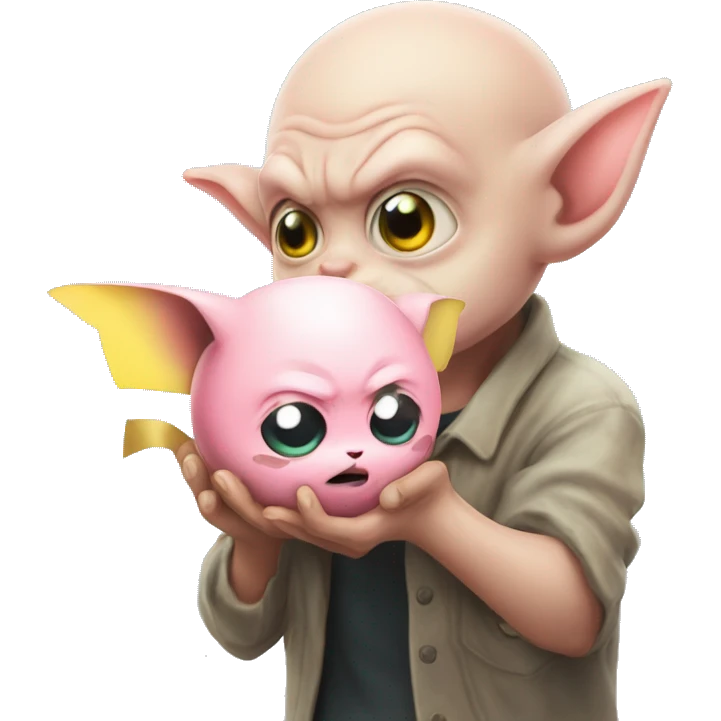 Gollum Jigglypuff sniffing Pikachu   emoji