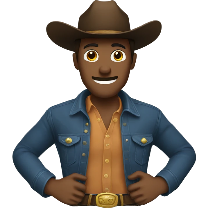 An cowboy emoji removing his hat with his hands emoji