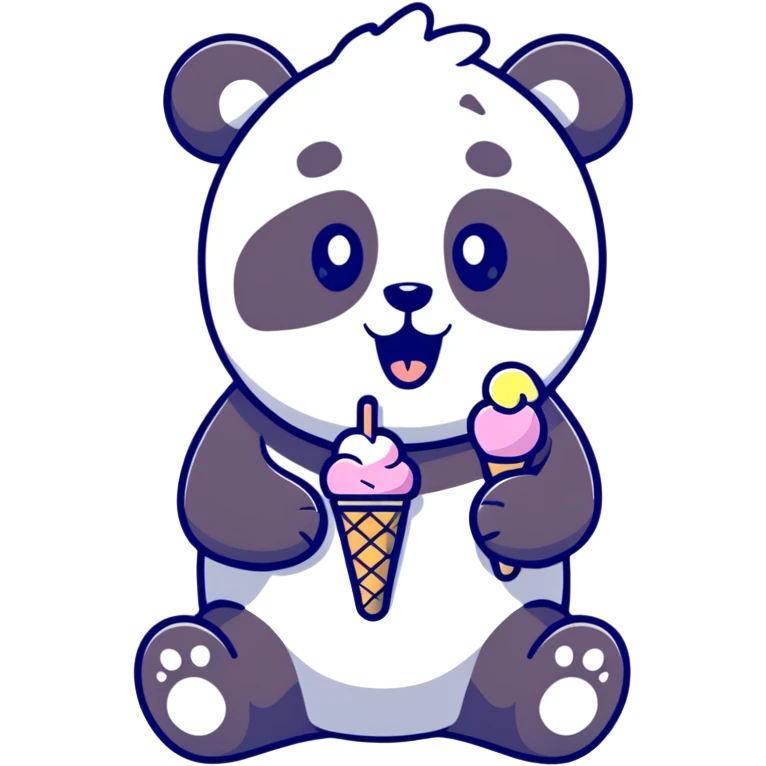 Panda eating ice cream emoji