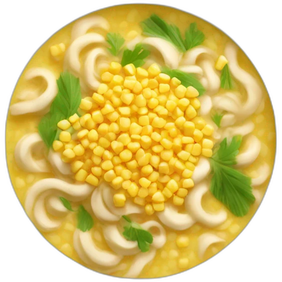 cooked corn grits on a platechicken noodle soup emoji