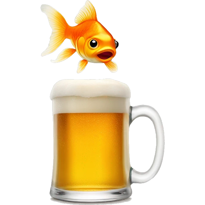 goldfish in a mug of beer emoji