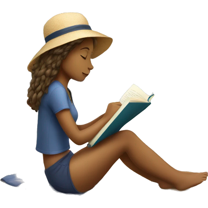 Girl Reading at the sandy beach  emoji