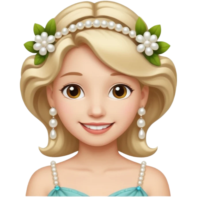 The girl with pearl earrings, whose hair is adorned with flowers emoji
