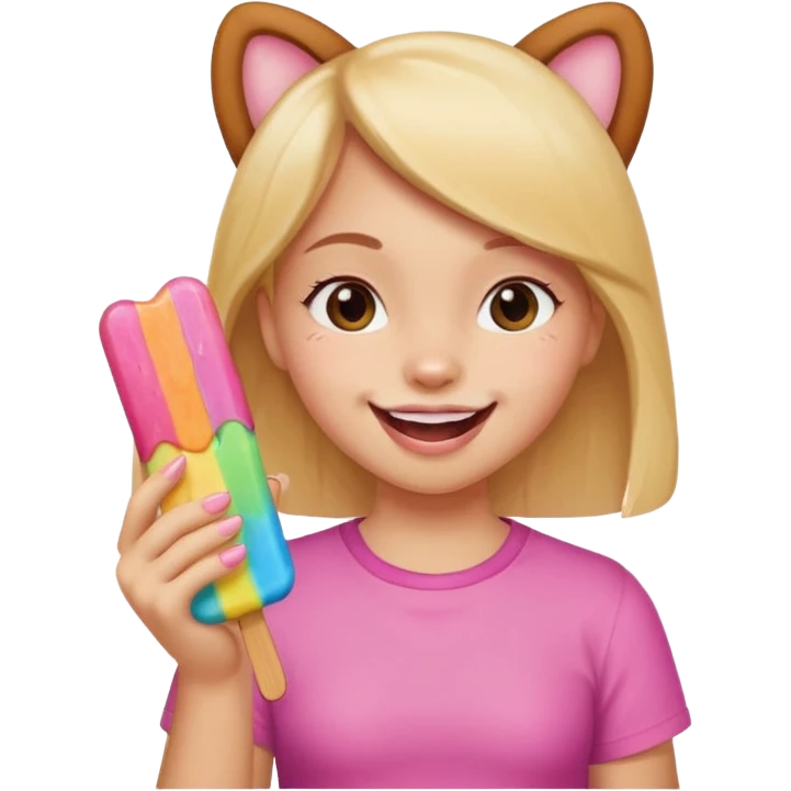 Girl eating paw popsicle emoji