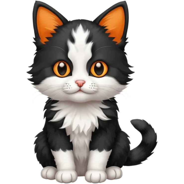 a sitting black and white with orange kitten emoji