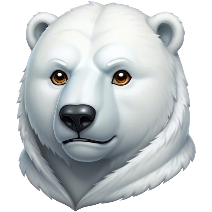 Cinematic Noble Polar Bear Portrait Emoji, Poised and regal, with a strong, muscular build cloaked in thick, snowy fur and piercing, determined eyes, Simplified yet sharp and sophisticated features, highly detailed, glowing with a soft, dignified polar glow, high shine, intelligent and majestic, stylized with an air of arctic authority, focused and commanding, soft glowing outline, capturing the essence of a watchful and confident guardian that feels as though it could step out of the screen with effortless authority! emoji