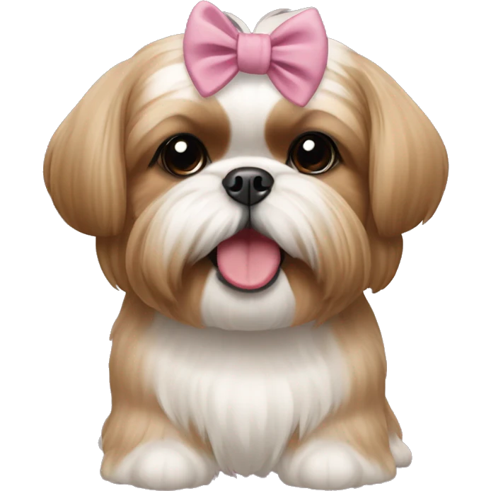 light brown shihtzu with a bow in her head smiling emoji