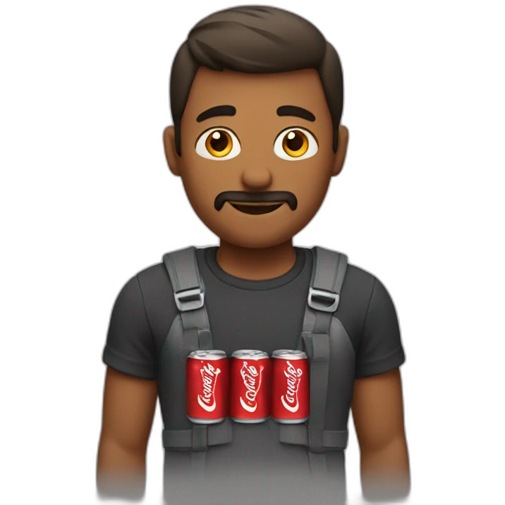 A man with 8 cans of coke emoji