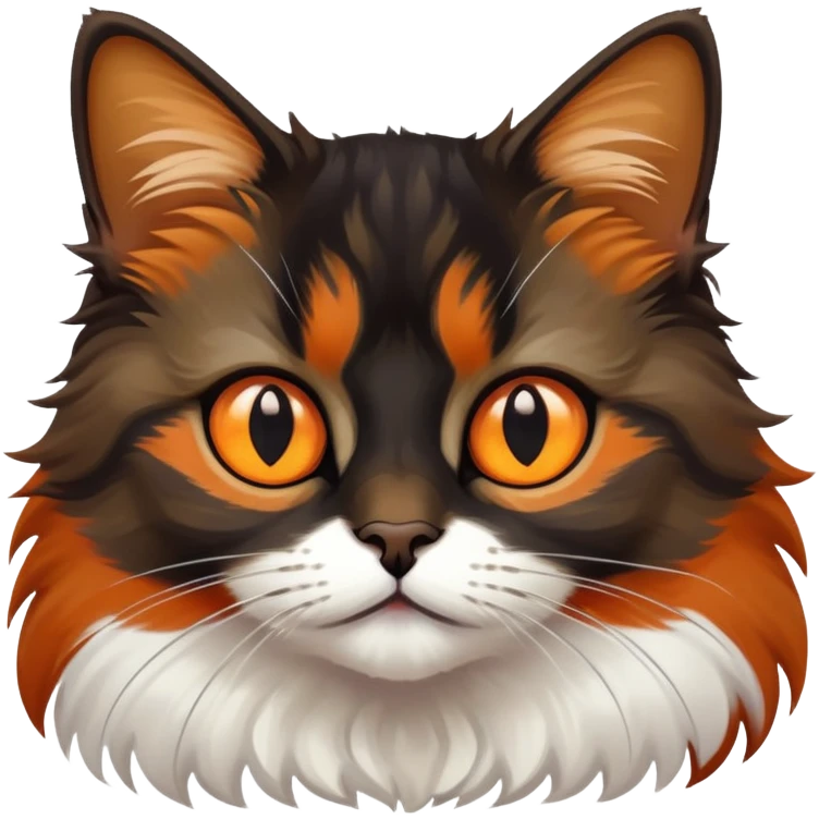 Black and multi colored brownish cat emoji