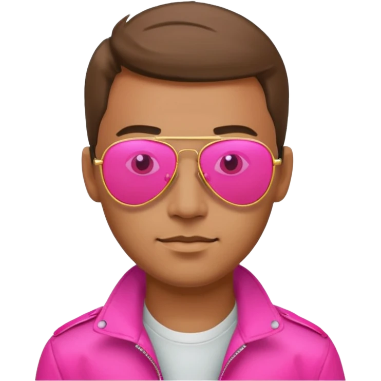 man wearing reflective neon pink aviator sunglasses emoji