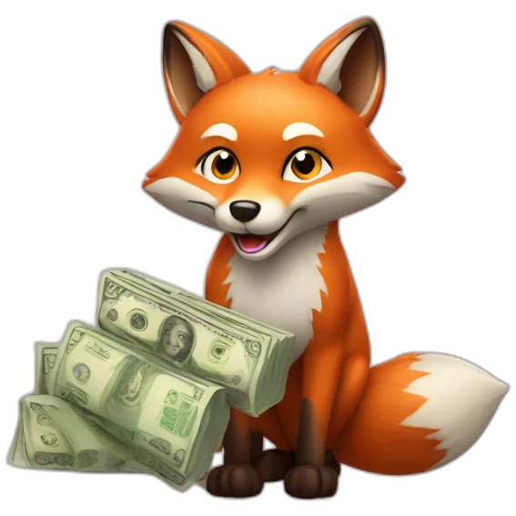 fox with bags of money emoji