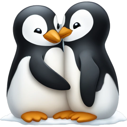 Cuddling penguins  emoji