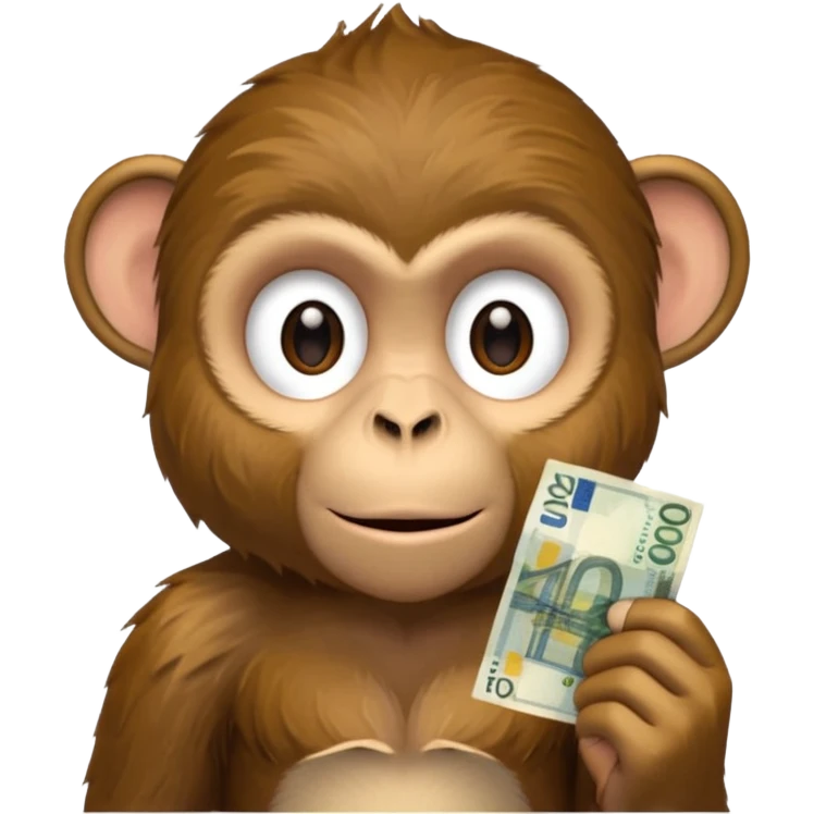 create a monkey holding a 20 euro bill  emoji