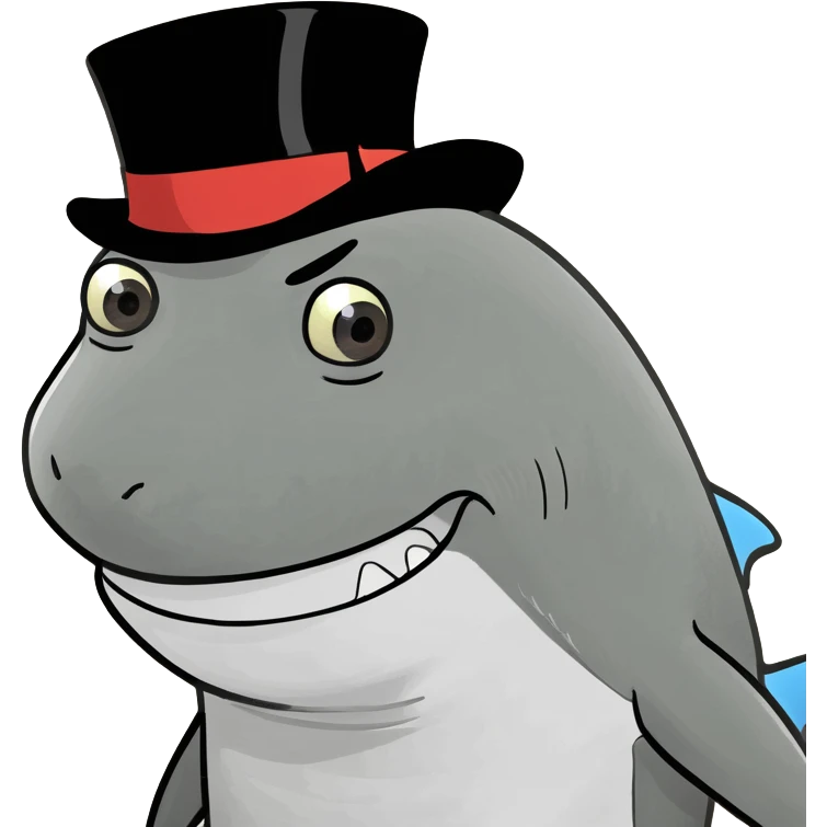 Shark with a top hat emoji