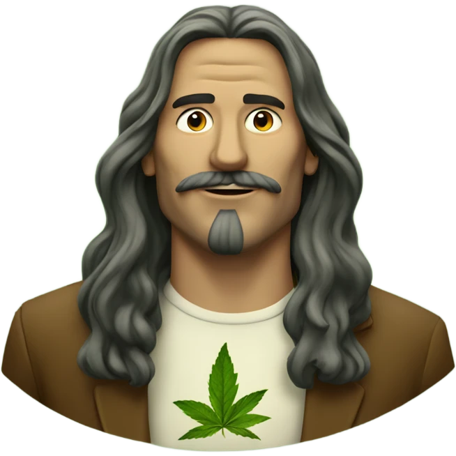 long haired man smoking a long backwoods filled with green tobacco emoji