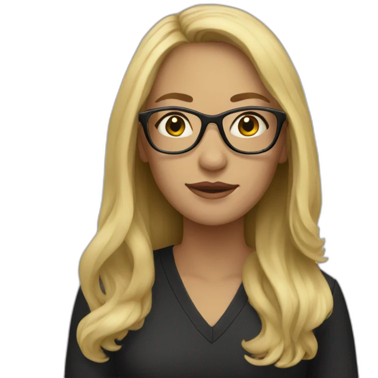 woman, blonde long hair, black glasses emoji