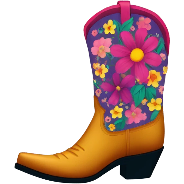 vibrant floral cowboy boot emoji