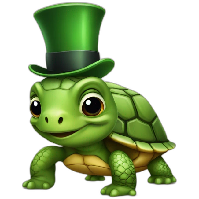 Turtle with a top hat emoji