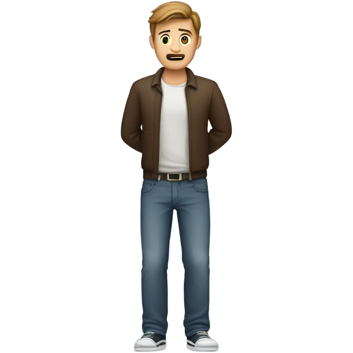 White guy brown hair holding lower back in pain  emoji