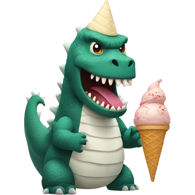 Godzilla eating an ice cream cone emoji