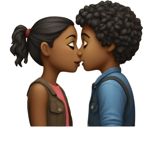 girl and boy kissing emoji