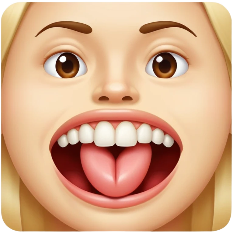 Salivating with realistic teeth and relaxed face and tongue out emoji