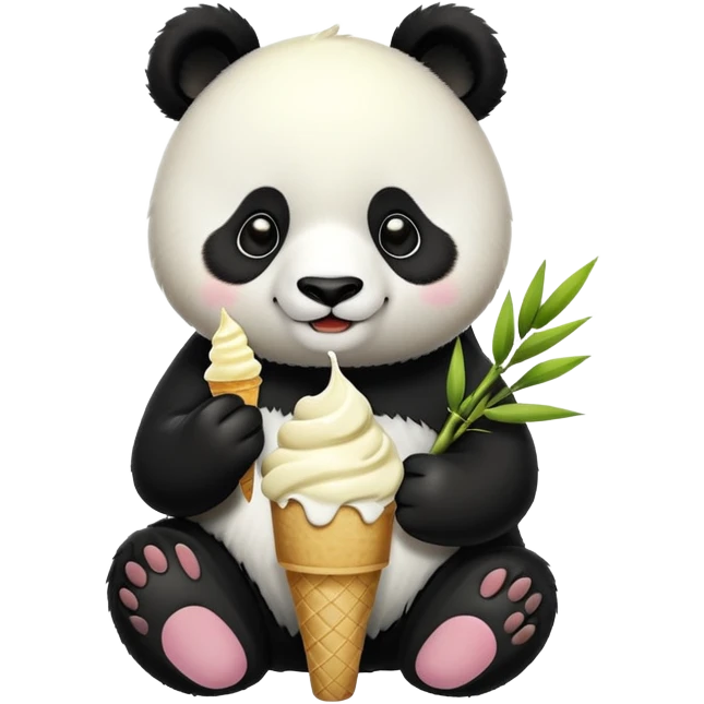 Panda eating ice cream emoji
