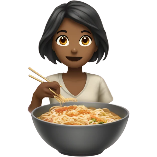 girl eating ramen emoji