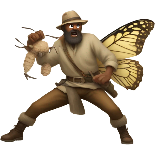 Mountain man fighting moth man emoji