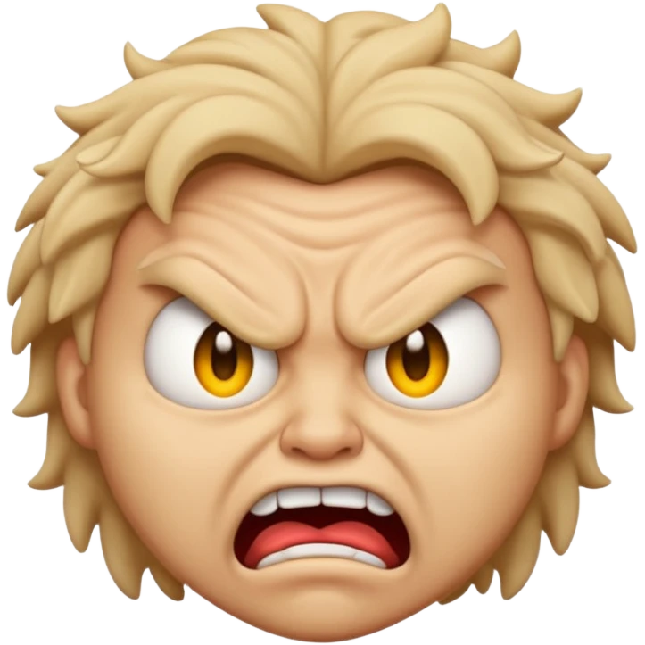 ugly angry face with scrunched features, emoji style emoji