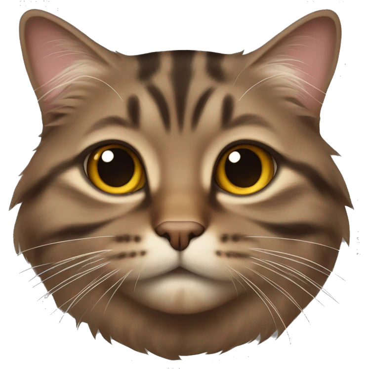 fat brown longhair tabby cat  emoji