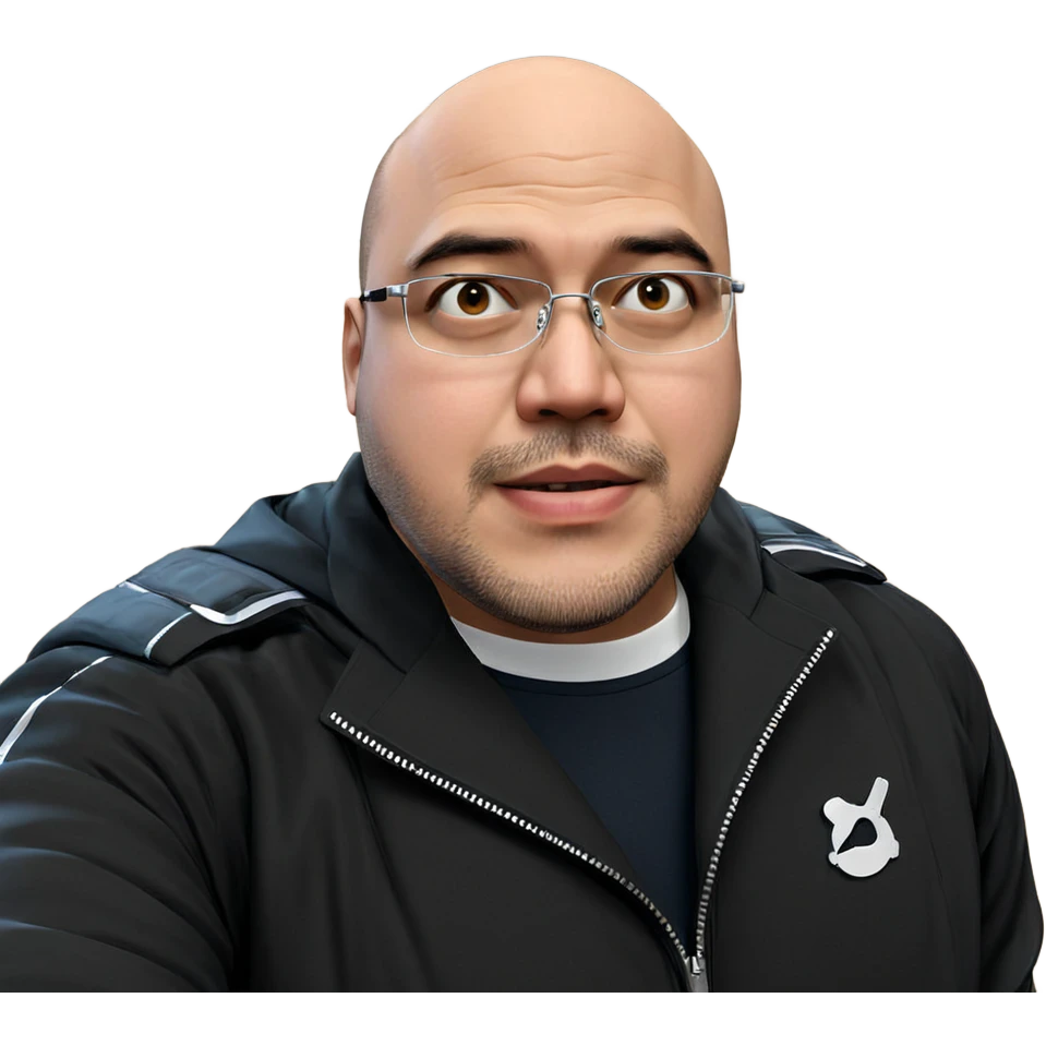 bald man in black jacket emoji