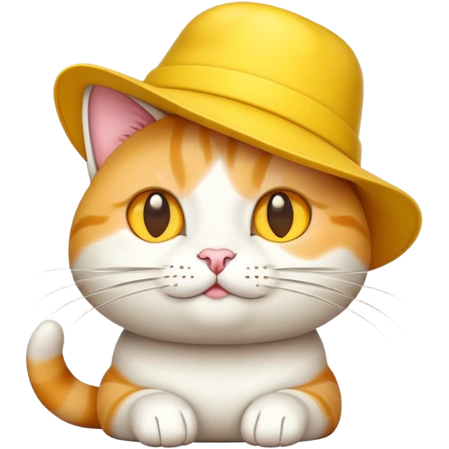 cheese cat wearing a yellow hat emoji