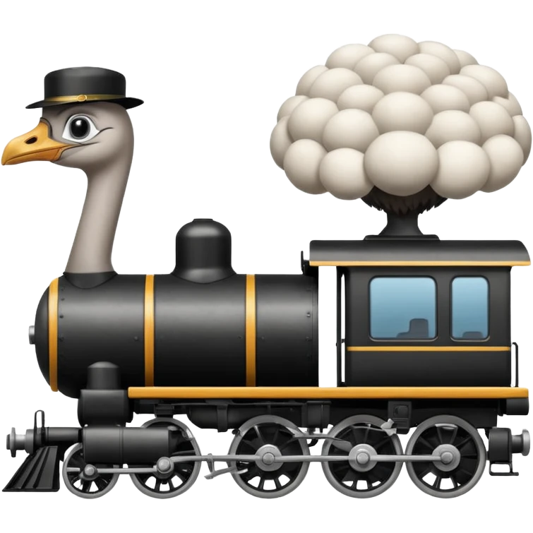 Give me a 0-5-0 locomotive and put an ostrich body and head on the steam engine of the train and put a toilet on top second train car  emoji