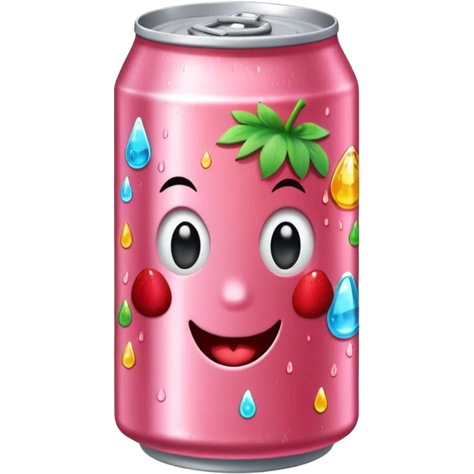 strawberry soda can with cute stickers emoji