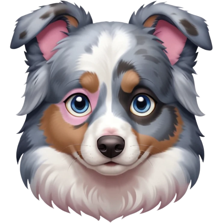 blue merle australian shepherd - one blue eye/one brown eye - pink on nose  emoji