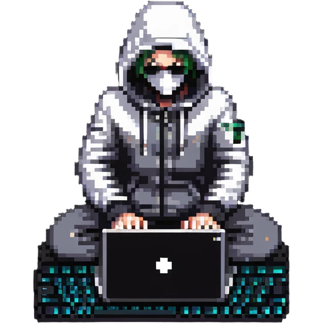 hacker with laptop and code emoji