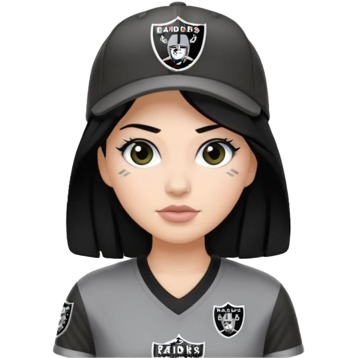 Raiders fan female with black hair emoji