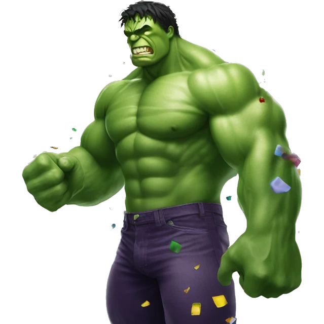 Incredible Hulk with a confetti popper emoji