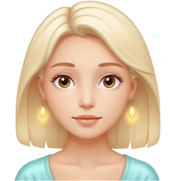 calm woman sleeping or relaxing with glowing skin, gentle sparkles around face, pastel colors, emoji style, symbolizes natural skin regeneration and recovery emoji