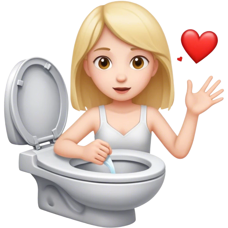 Ragazza che lancia mezzo cuore nella toilette emoji